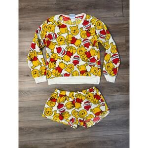 Disney Winnie The Pooh Plush Fleece Pajama Short 2 Piece Set Women’s Large